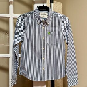Abercrombie Kids Blue and White Striped Button-Down Muscle Shirt